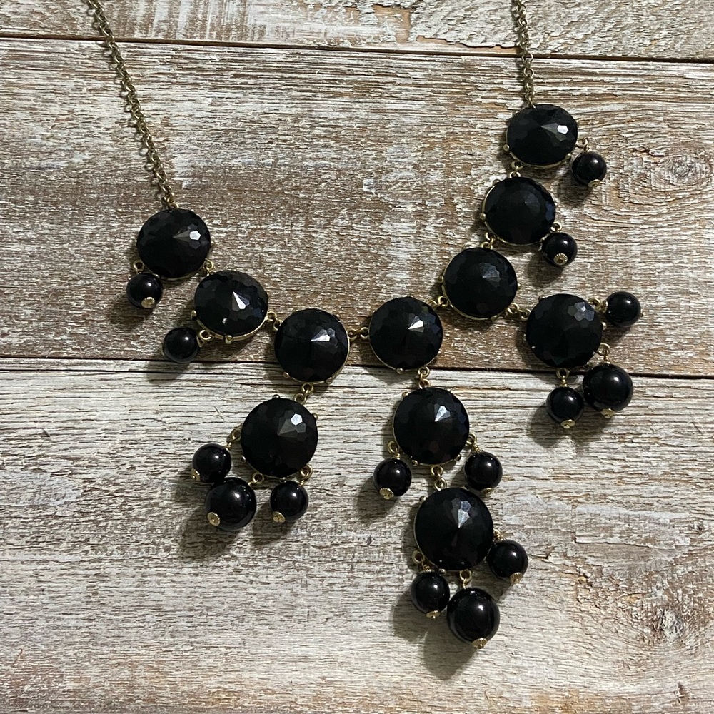 J Crew Black Bauble Statement Necklace